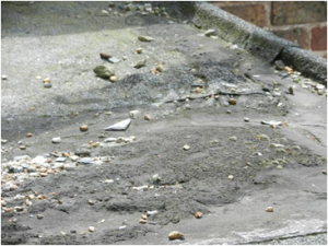 Damaged felt on flat roof